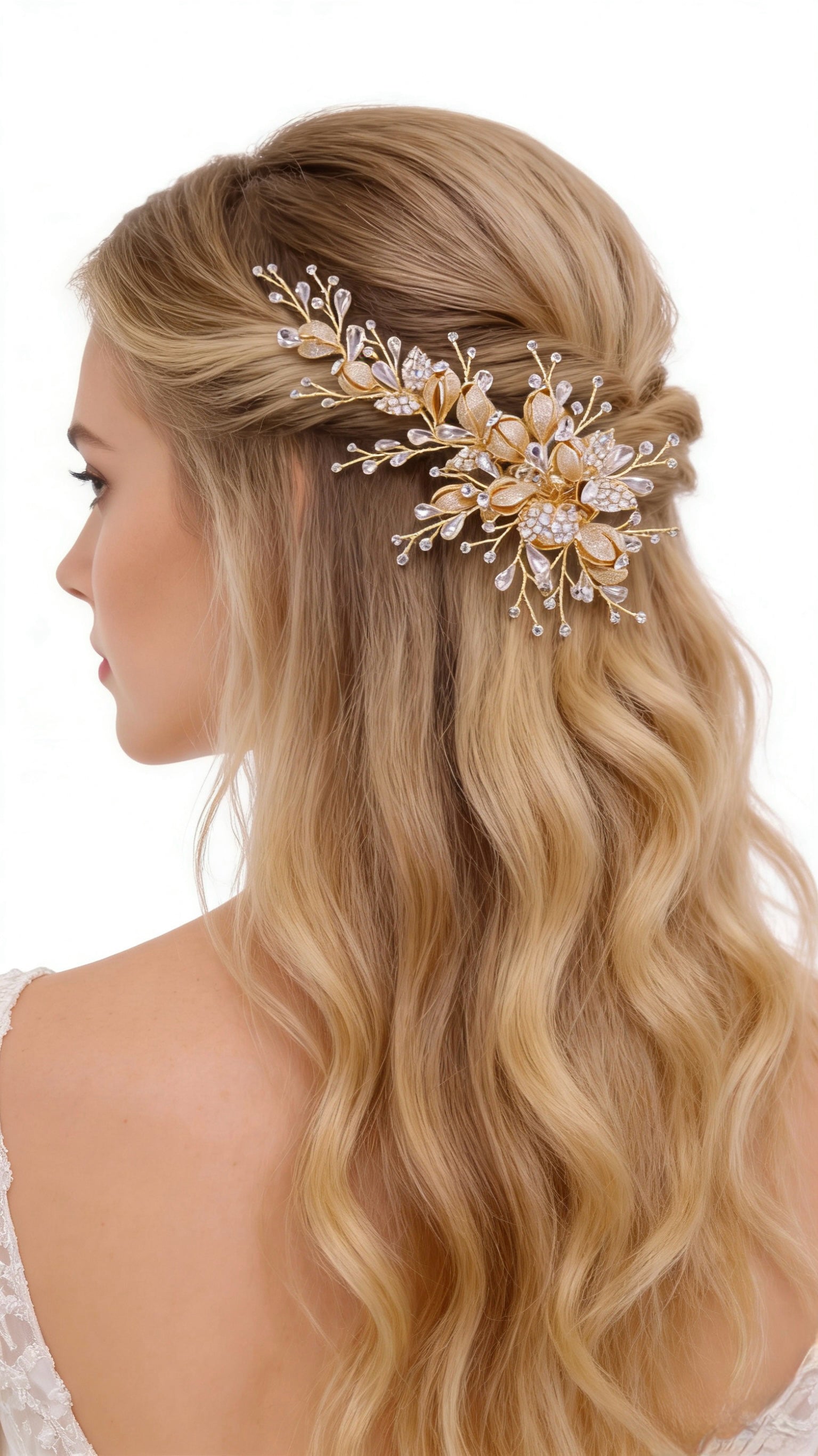 Elysian Handwoven Budding Rose Luxe Bridal Hair Clip - MOGHANT