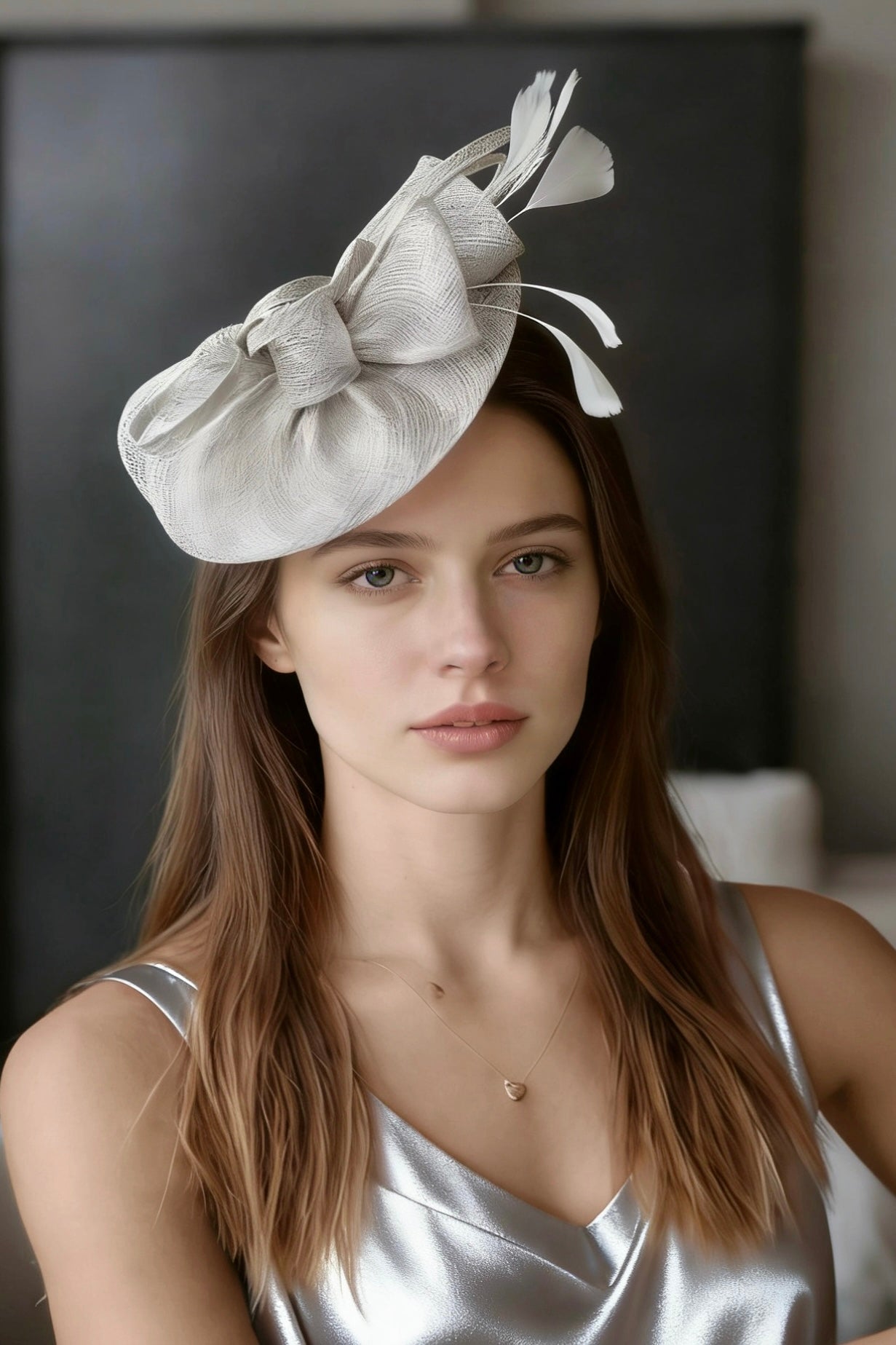 Abacá Bow & Plume Fascinator F3008 - MOGHANT