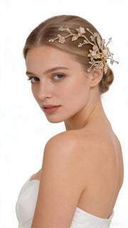 Elysian Handwoven Royal Vintage Foliage Bridal Hair Clip - MOGHANT