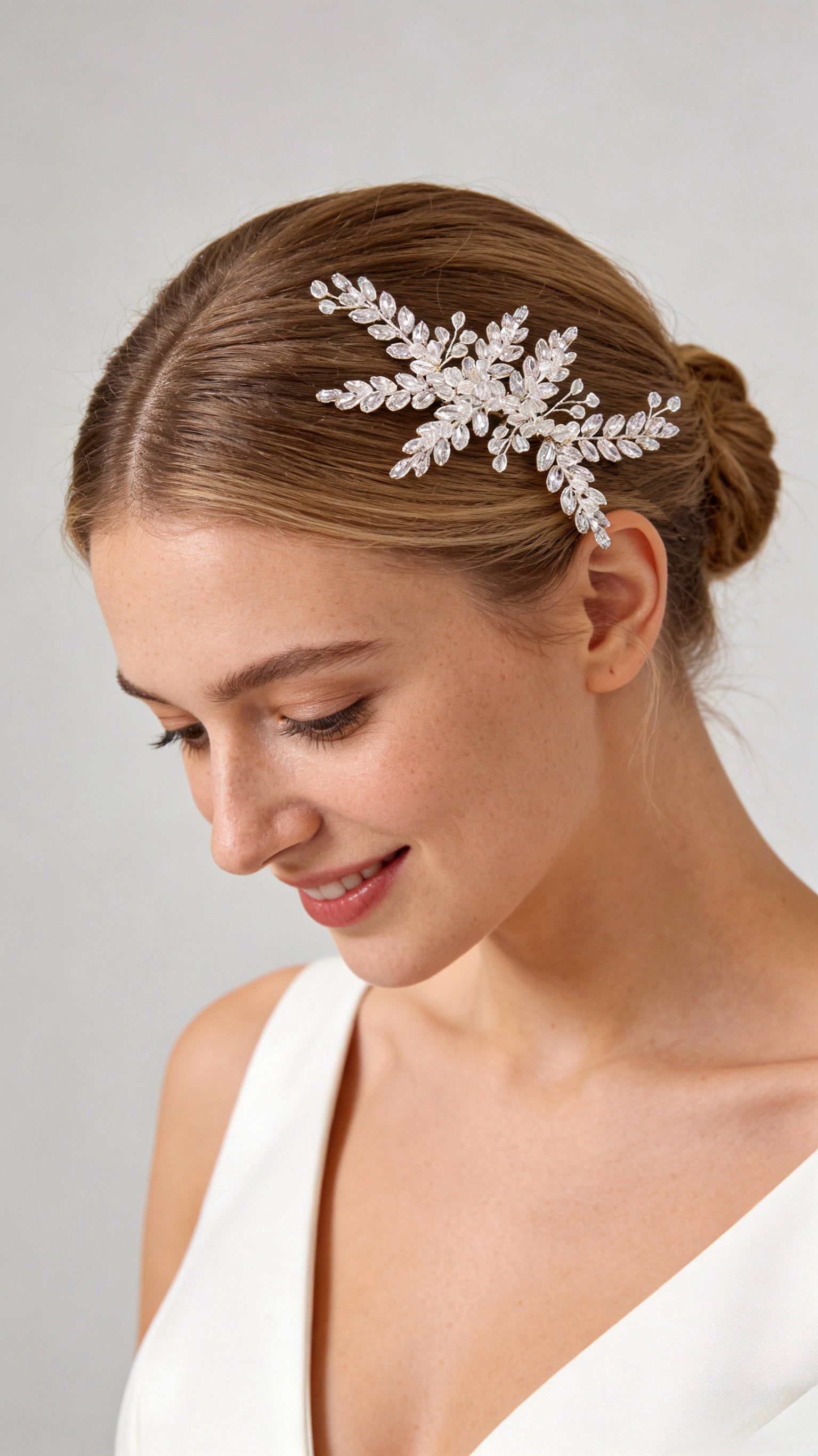 Elysian Handwoven Austrian Crystal Verdant Leaf Bridal Hair Comb - MOGHANT