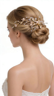 Elysian Handwoven Royal Vintage Foliage Bridal Hair Clip - MOGHANT