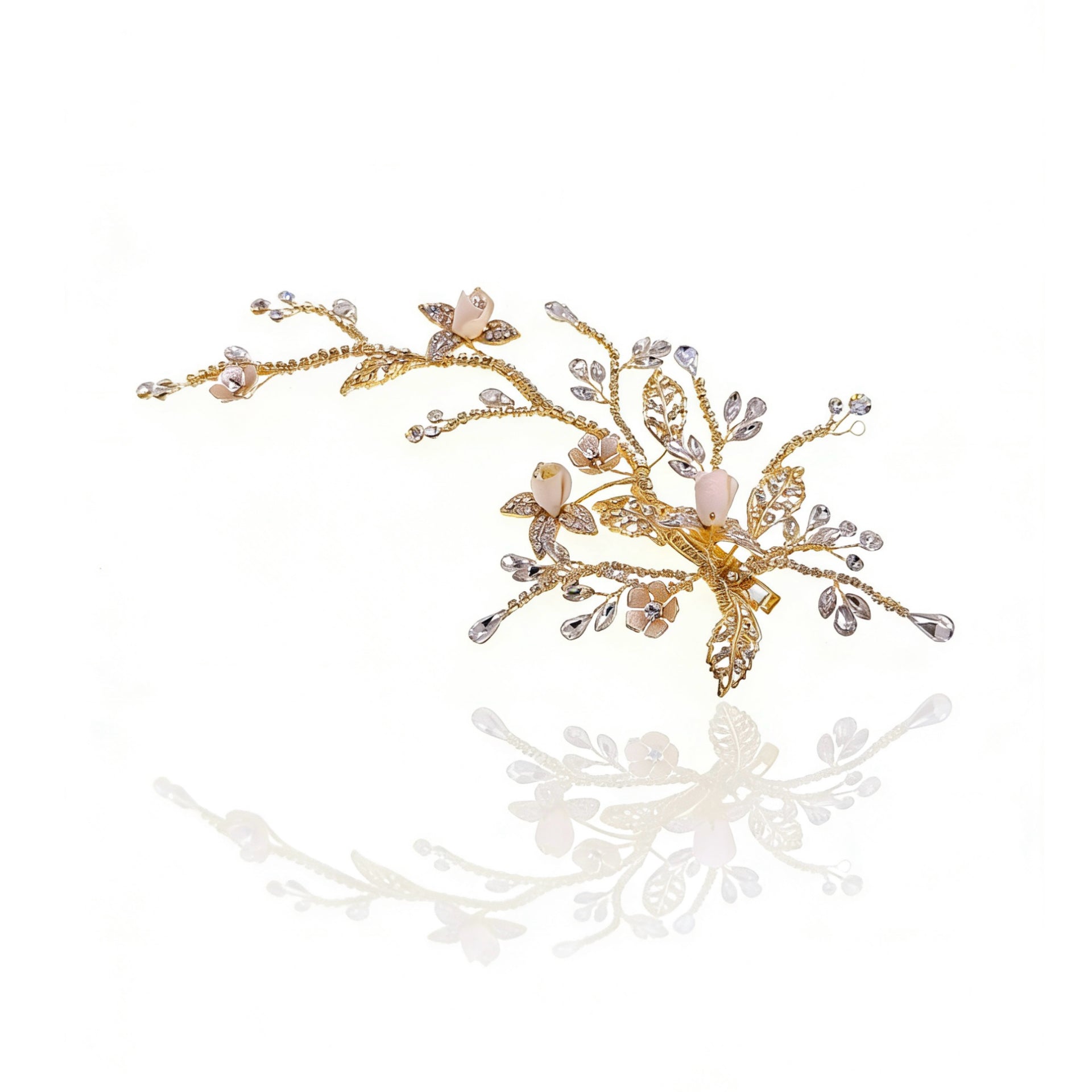 Elysian Handwoven Royal Vintage Foliage Bridal Hair Clip - MOGHANT