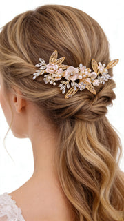 Elysian Handwoven Vintage Metal Crystal Bloom Bridal Hair Clip - MOGHANT