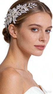 Elysian Handwoven Timeless Pearl & Crystal Majesty Bridal Hair Comb - MOGHANT