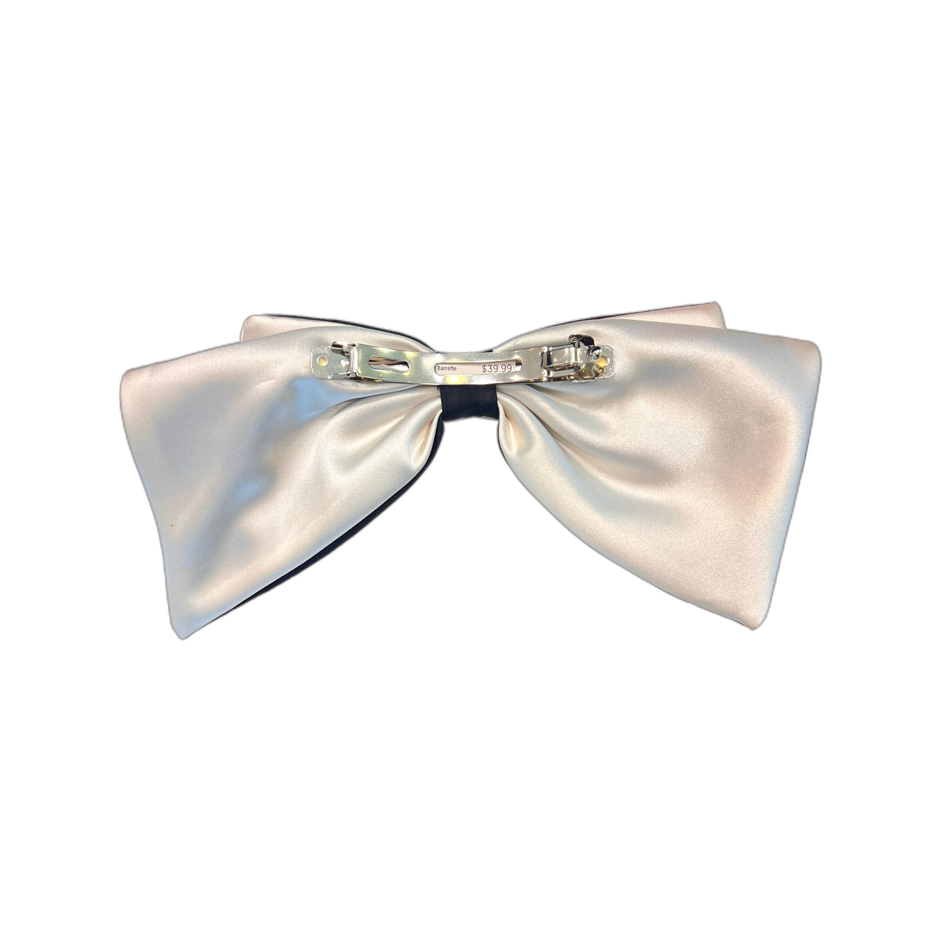 Élégance Noire Satin Contrast Bow Barrette - MOGHANT