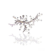 Elysian Handwoven Crystal Leaf Cascade Bridal Hair Clip - MOGHANT