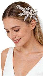 Elysian Handwoven Austrian Crystal Verdant Leaf Bridal Hair Comb - MOGHANT