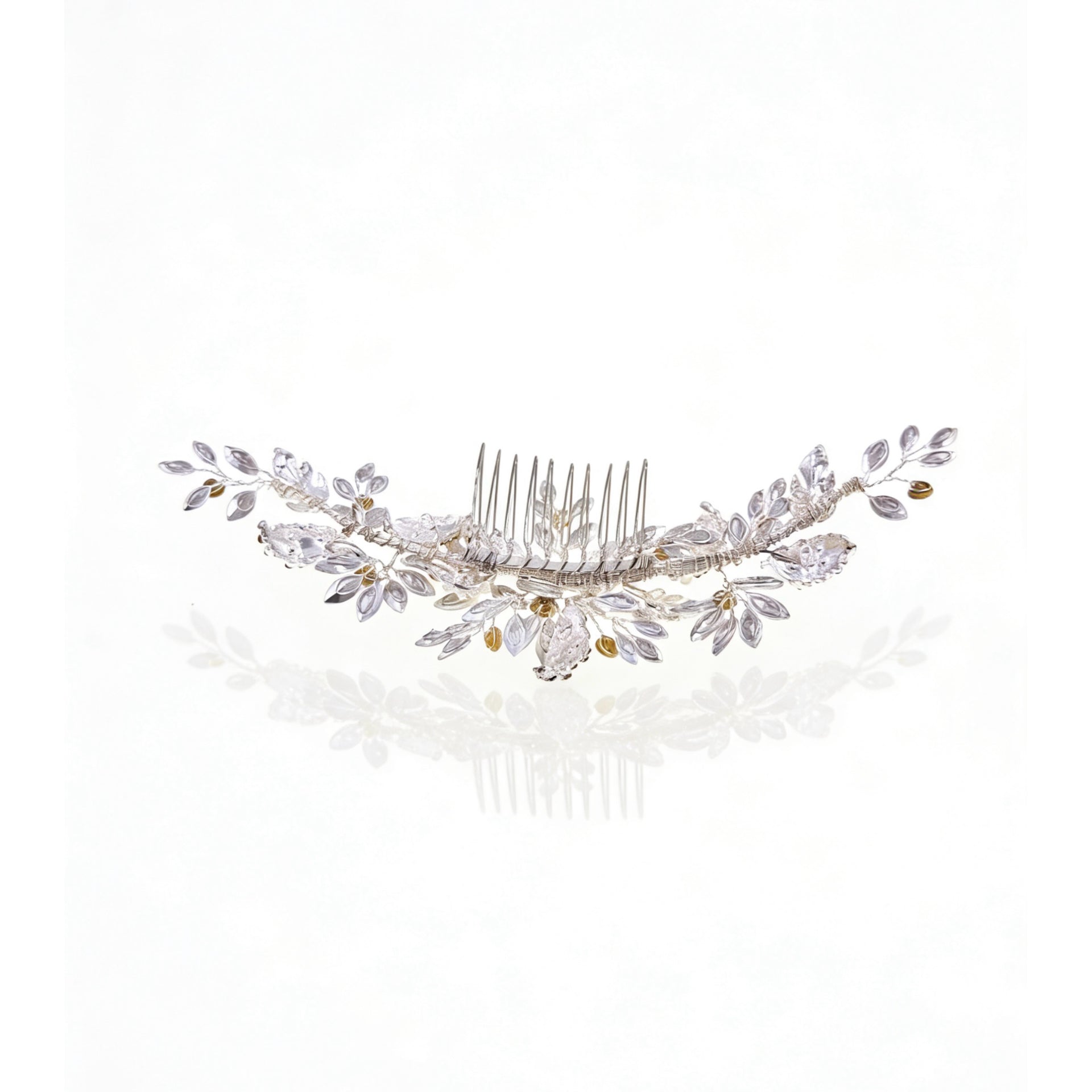 Elysian Handwoven Timeless Pearl & Crystal Majesty Bridal Hair Comb - MOGHANT