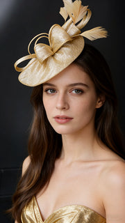 Abacá Bow & Plume Fascinator F3008 - MOGHANT