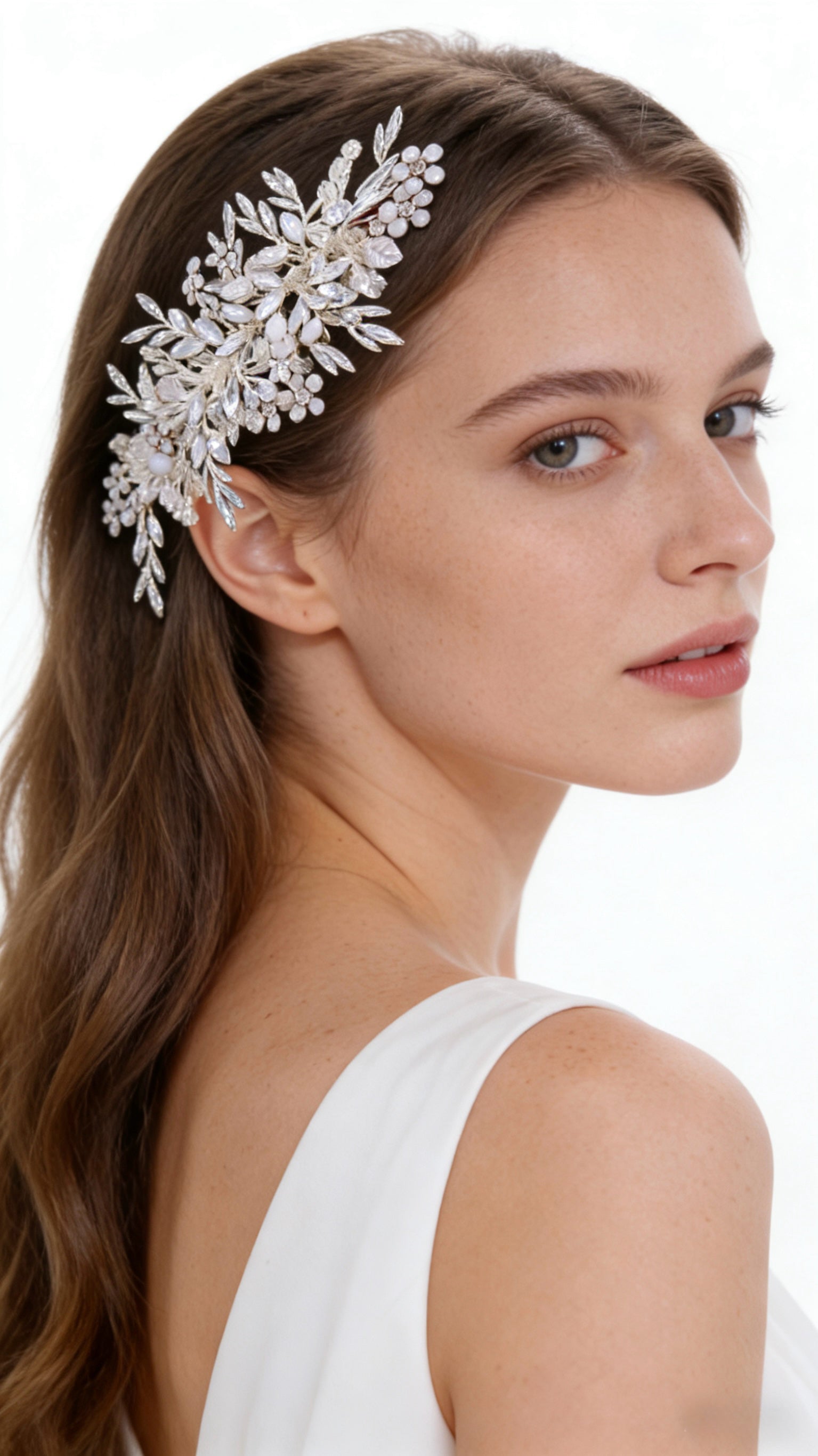 Elysian Handwoven Emerald Jelly Crystal Foliage Bridal Hair Clip - MOGHANT