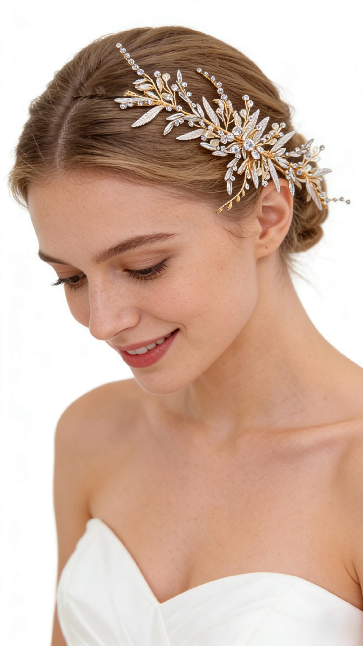 Elysian Handwoven Elongated Vine Elegance Bridal Hair Clip - MOGHANT