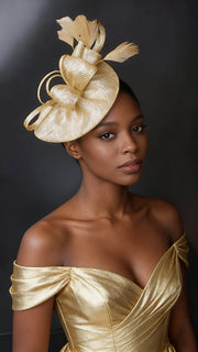 Abacá Bow & Plume Fascinator F3008 - MOGHANT