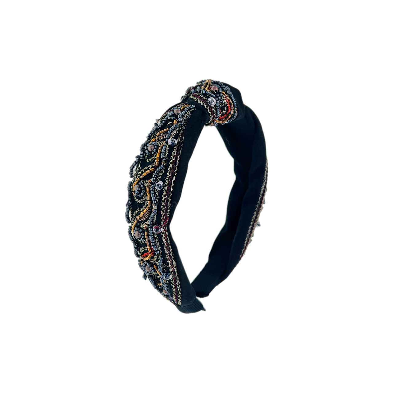 Couronne de Rosée Hand-Beaded Vintage Wide Fabric Headband
