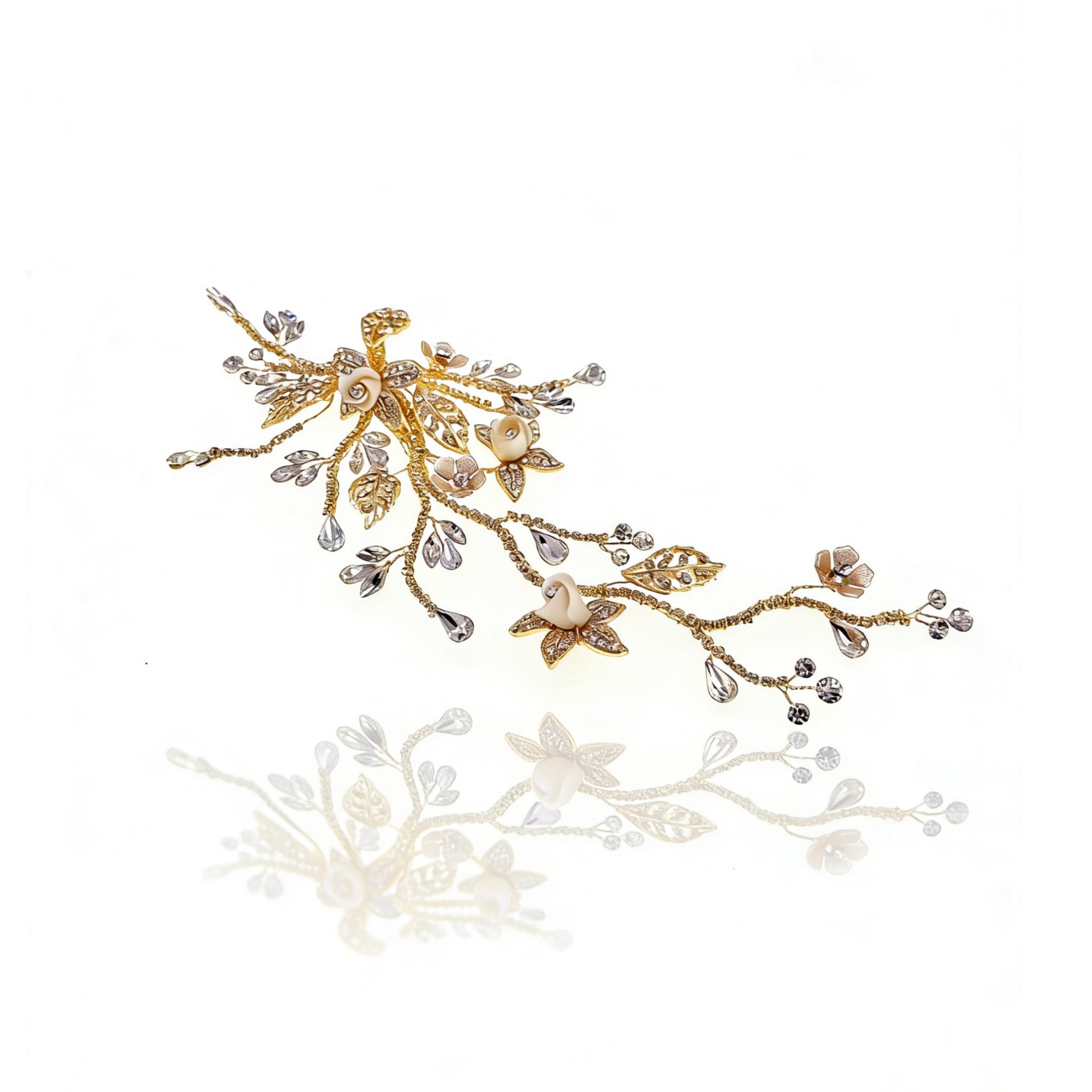 Elysian Handwoven Royal Vintage Foliage Bridal Hair Clip - MOGHANT