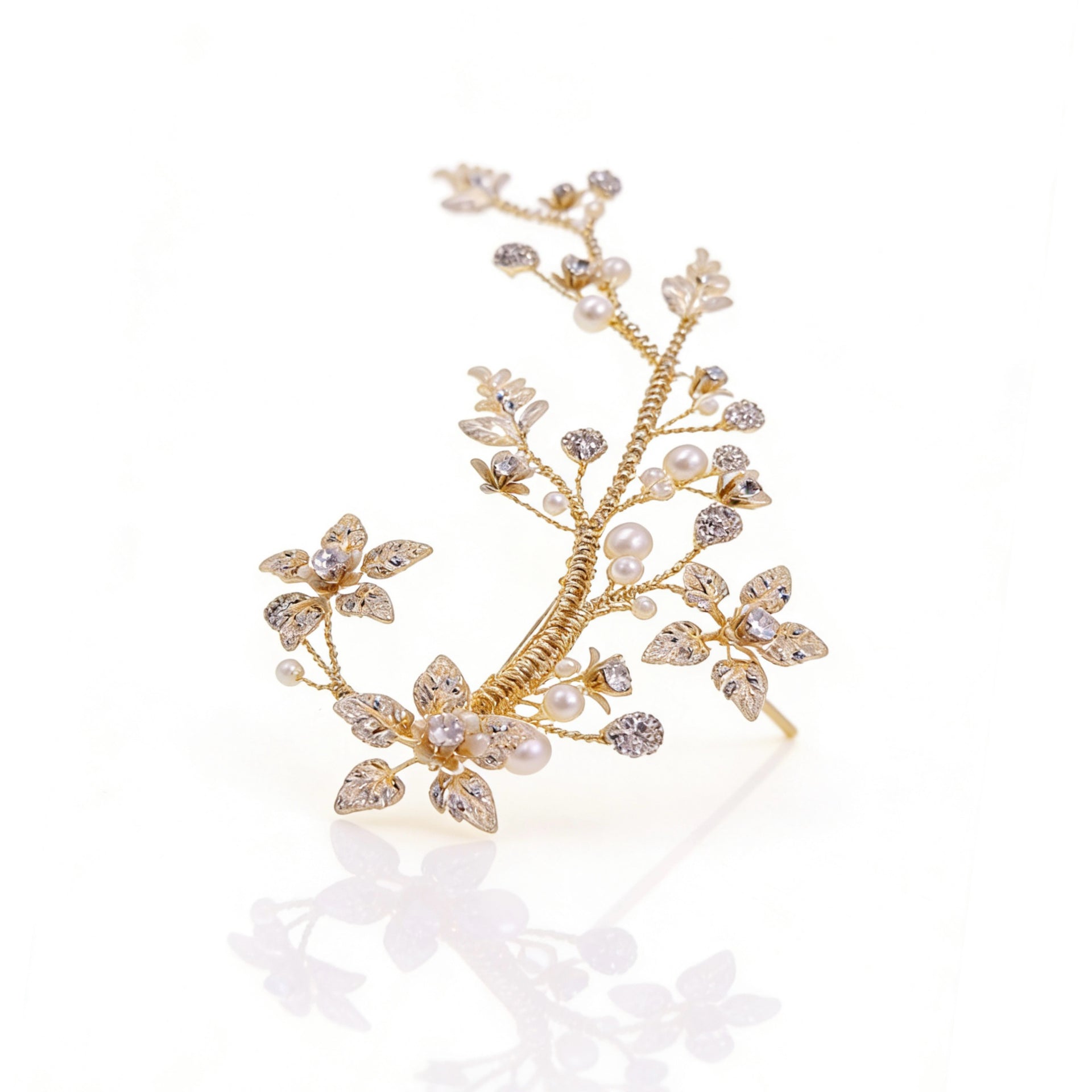 Elysian Handwoven Blooming Branch Bridal Hair Clip - MOGHANT