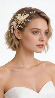 Elysian Handwoven Blossom Vine Bridal Hair Clip - MOGHANT