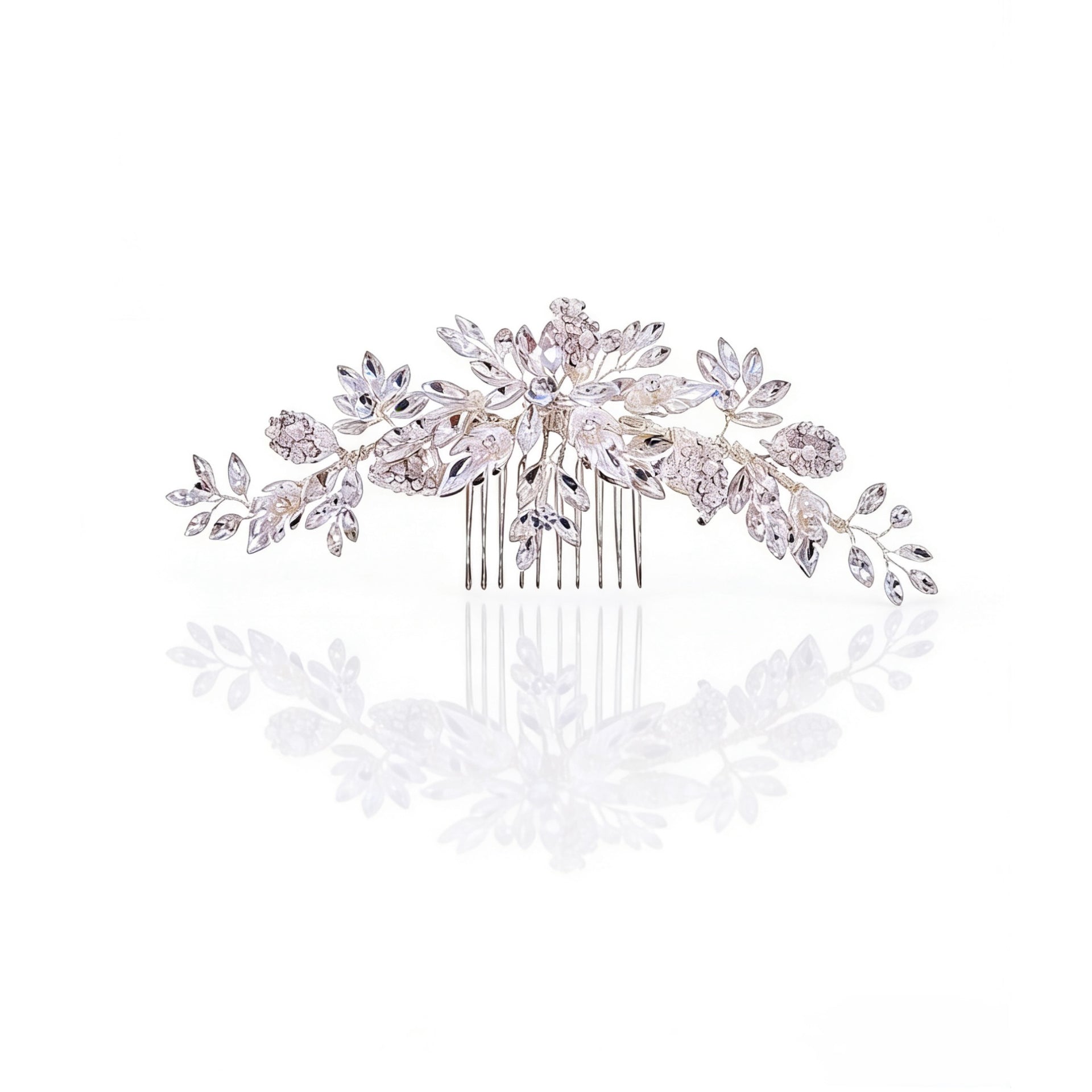 Elysian Handwoven Timeless Pearl & Crystal Majesty Bridal Hair Comb - MOGHANT