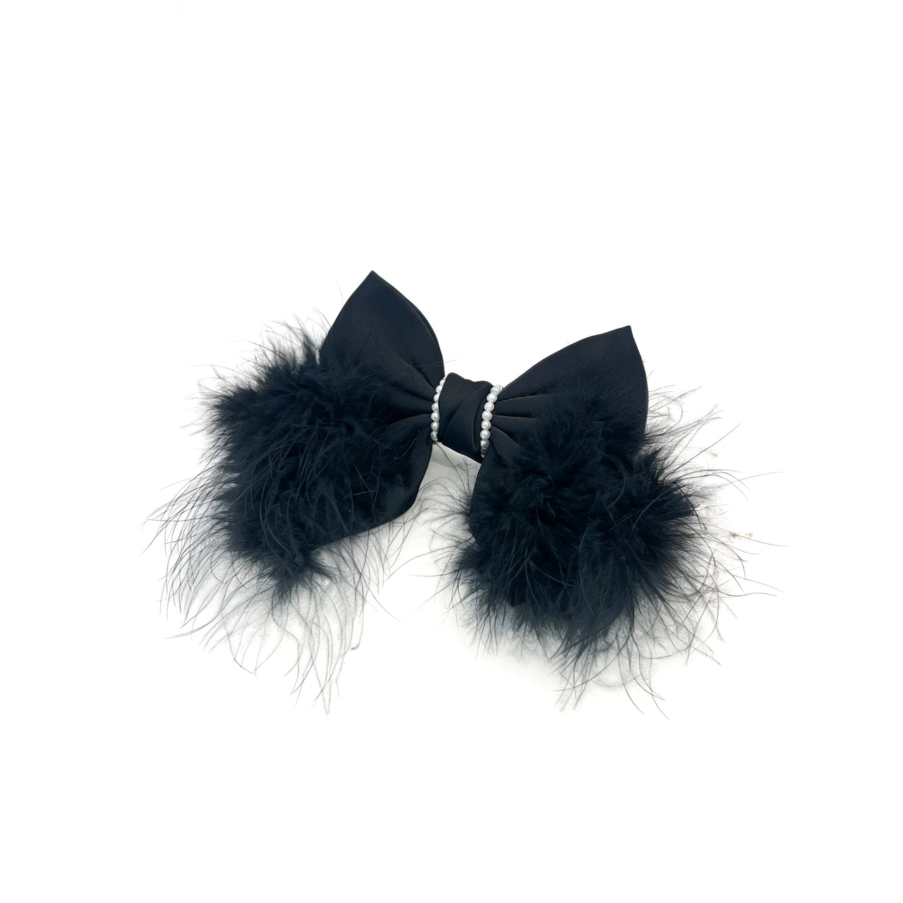 Perla Plume Satin Ostrich Bow Barrette - MOGHANT