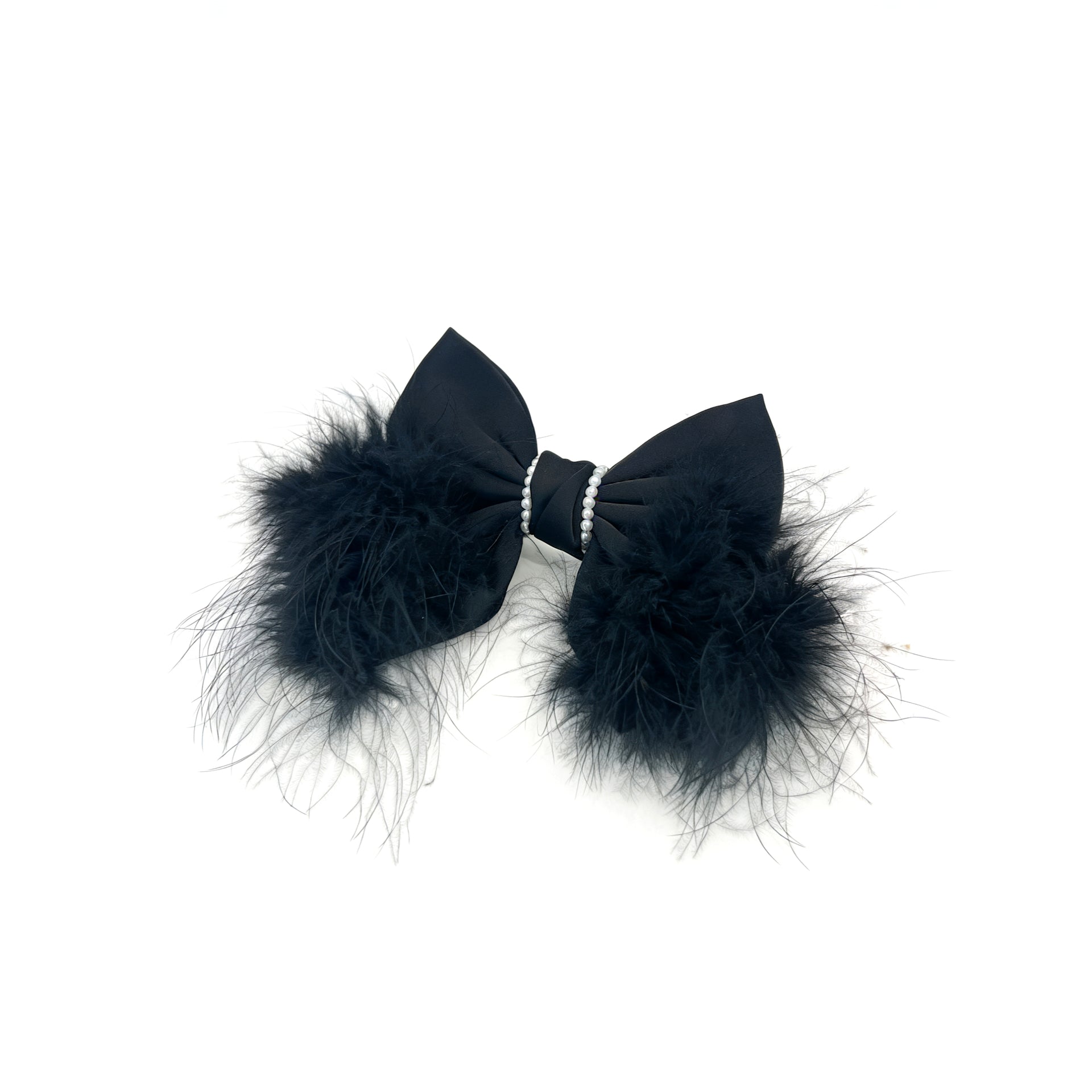 Perla Plume Satin Ostrich Bow Barrette - MOGHANT