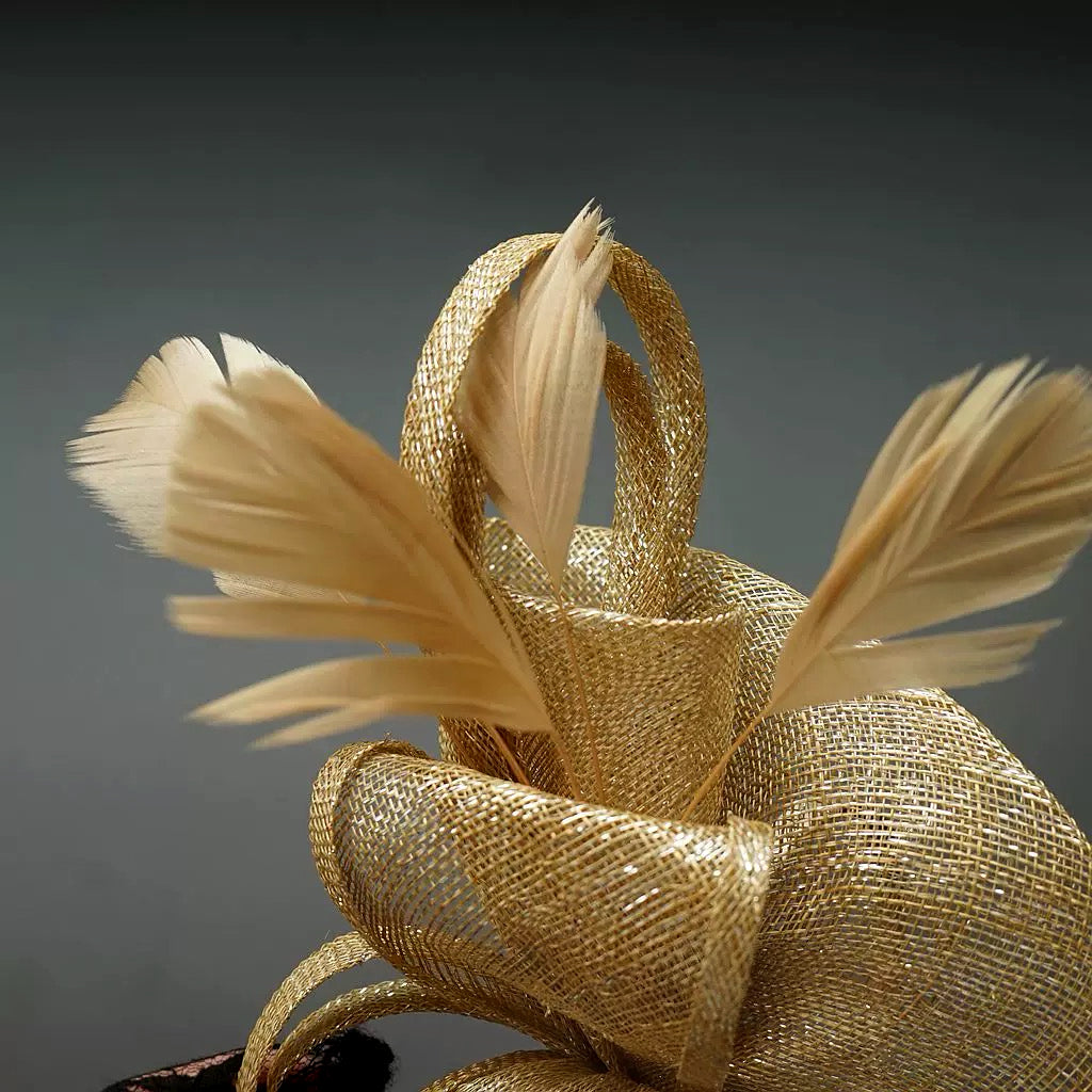 Abacá Bow & Plume Fascinator F3008 - MOGHANT