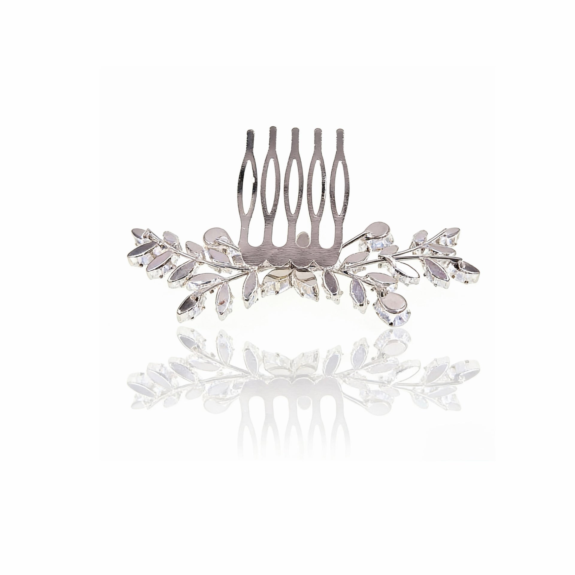 Aurora Silver Leaf Bridal Hair Comb - MOGHANT