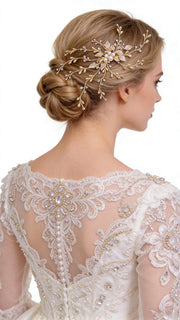 Elysian Handwoven Radiant Pearl Aura Bridal Hair Clip - MOGHANT