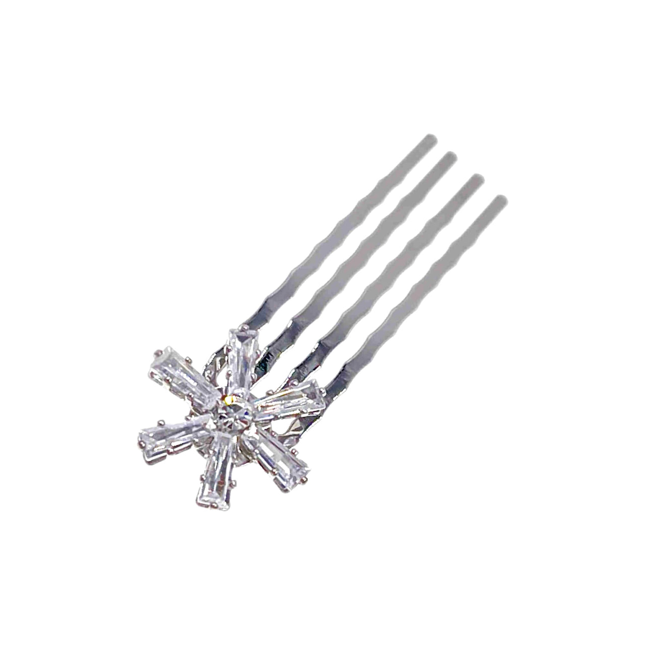 Clarissa Cubic Zirconia Mini Hair Comb Flower