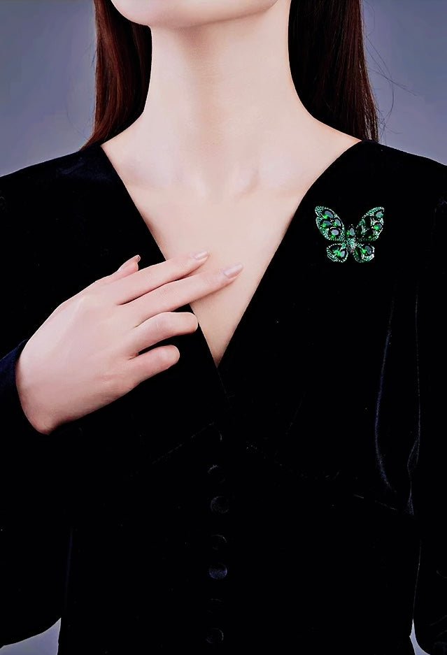 Émeraude Noire · Wings of the Dark Emerald Butterfly Brooch