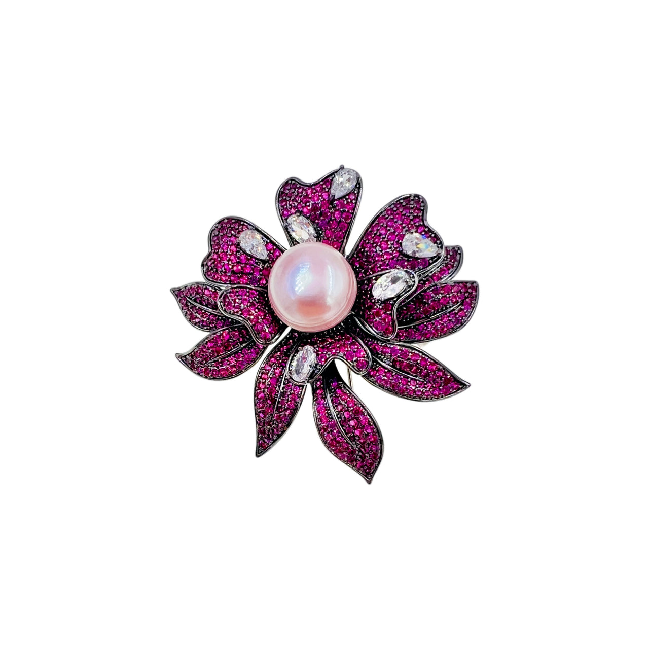 Dark Magenta Mandala Haute 3D Full-Pavé Couture Brooch Pin Flower