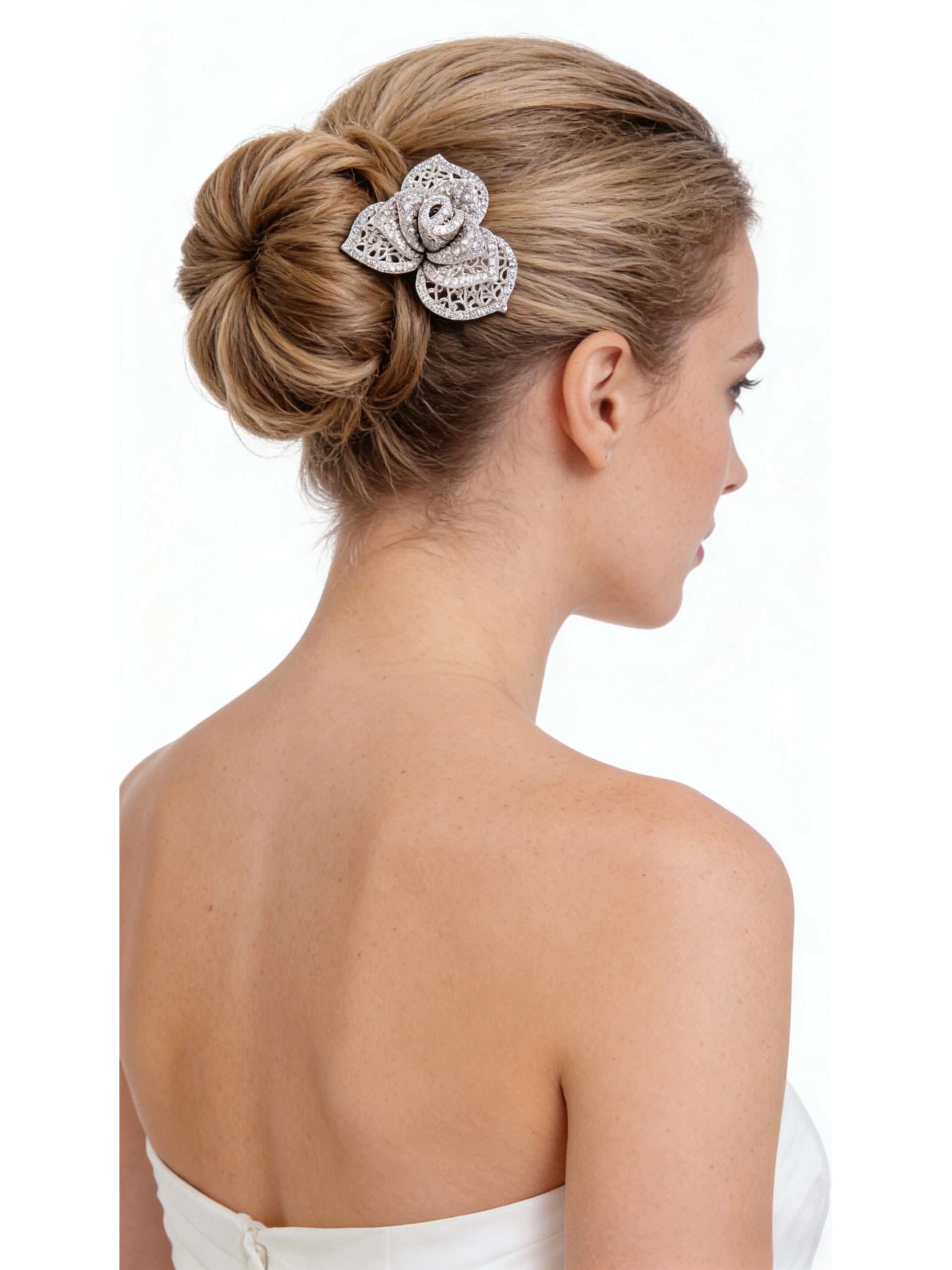 Lumina Layered Rose Micro Pavé Bridal Hair Comb - MOGHANT