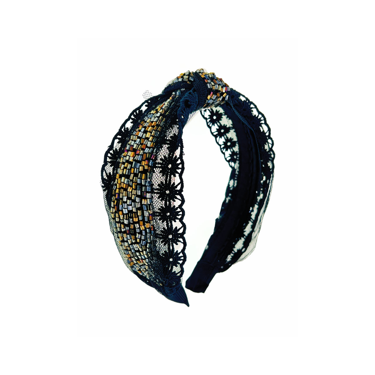 Dentelle d’Étoile Hand-Beaded Vintage Lace Wide Headband