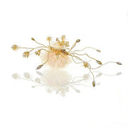 Elysian Handwoven Silk Pearl Crystal Opulence Bridal Hair Clip - MOGHANT