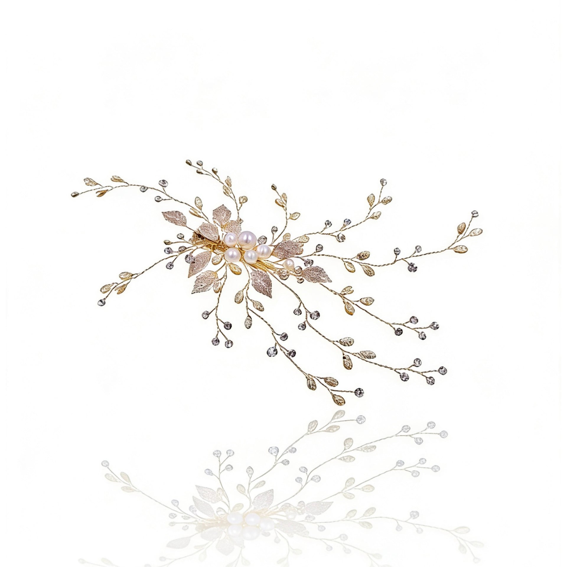 Elysian Handwoven Radiant Pearl Aura Bridal Hair Clip - MOGHANT