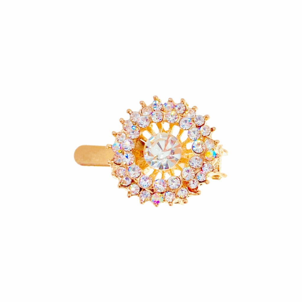 Europa Sun Flower Magnetic Hair Clip use Rhinestone Crystal gold base Clear AB - MOGHANT