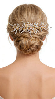 Elysian Handwoven Elongated Vine Elegance Bridal Hair Clip - MOGHANT