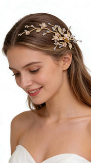 Elysian Handwoven Royal Vintage Foliage Bridal Hair Clip - MOGHANT