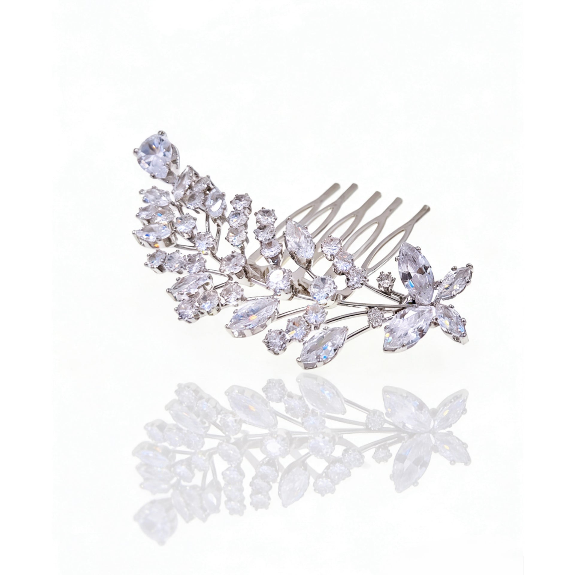 Lumina Butterfly Dewdrop Bridal Hair Comb - MOGHANT