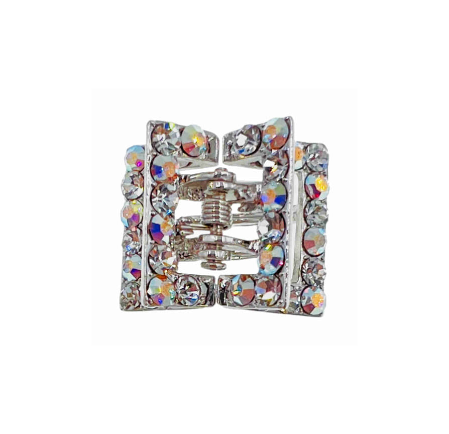 Claire Simple Square Metal Hair Claw Jaw Clip Austrian Crystals CZ-42