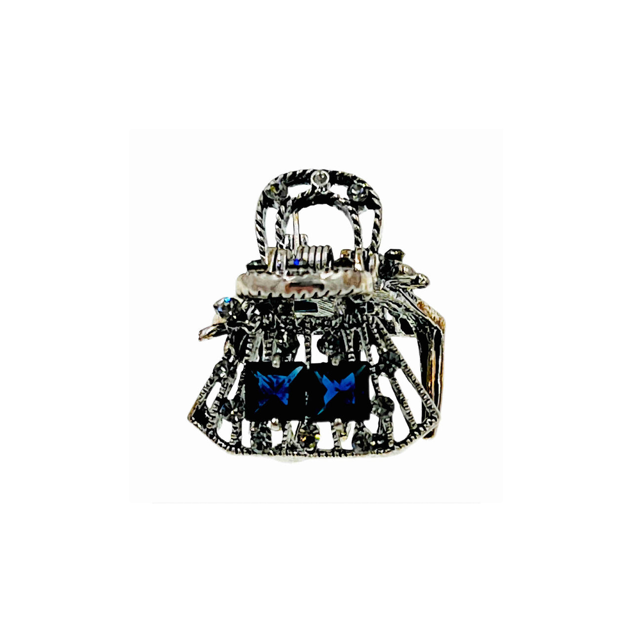 Erminia Castiglione Vintage Hair Claw Jaw Clip Cubic Zirconia Crystals CZ-48