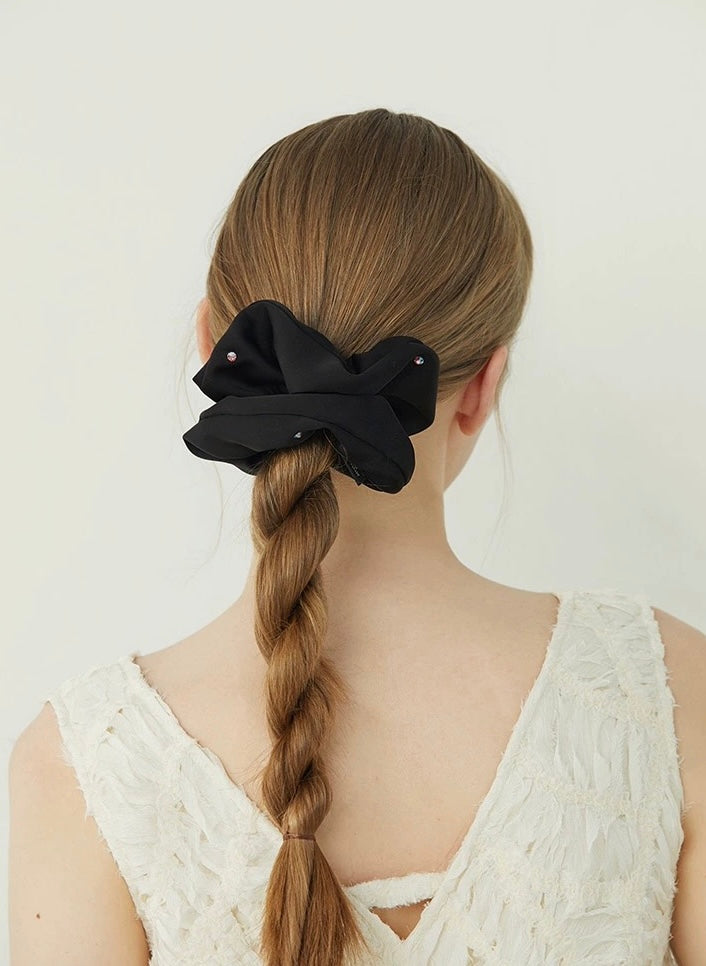 Caterine Firmin Handmade Fabric Scrunchie Ponytail Holder Austrian Crystal E22