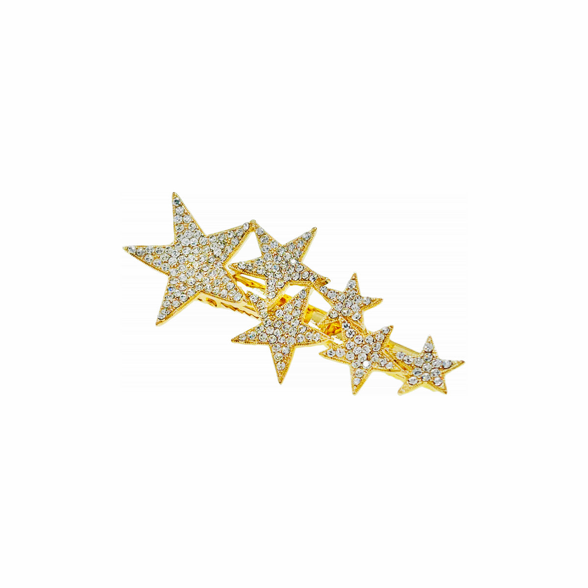 Honey Butler Honey Butler Gold Stars Hair Clip Cubic Zirconia Crystals Clamp Alliga