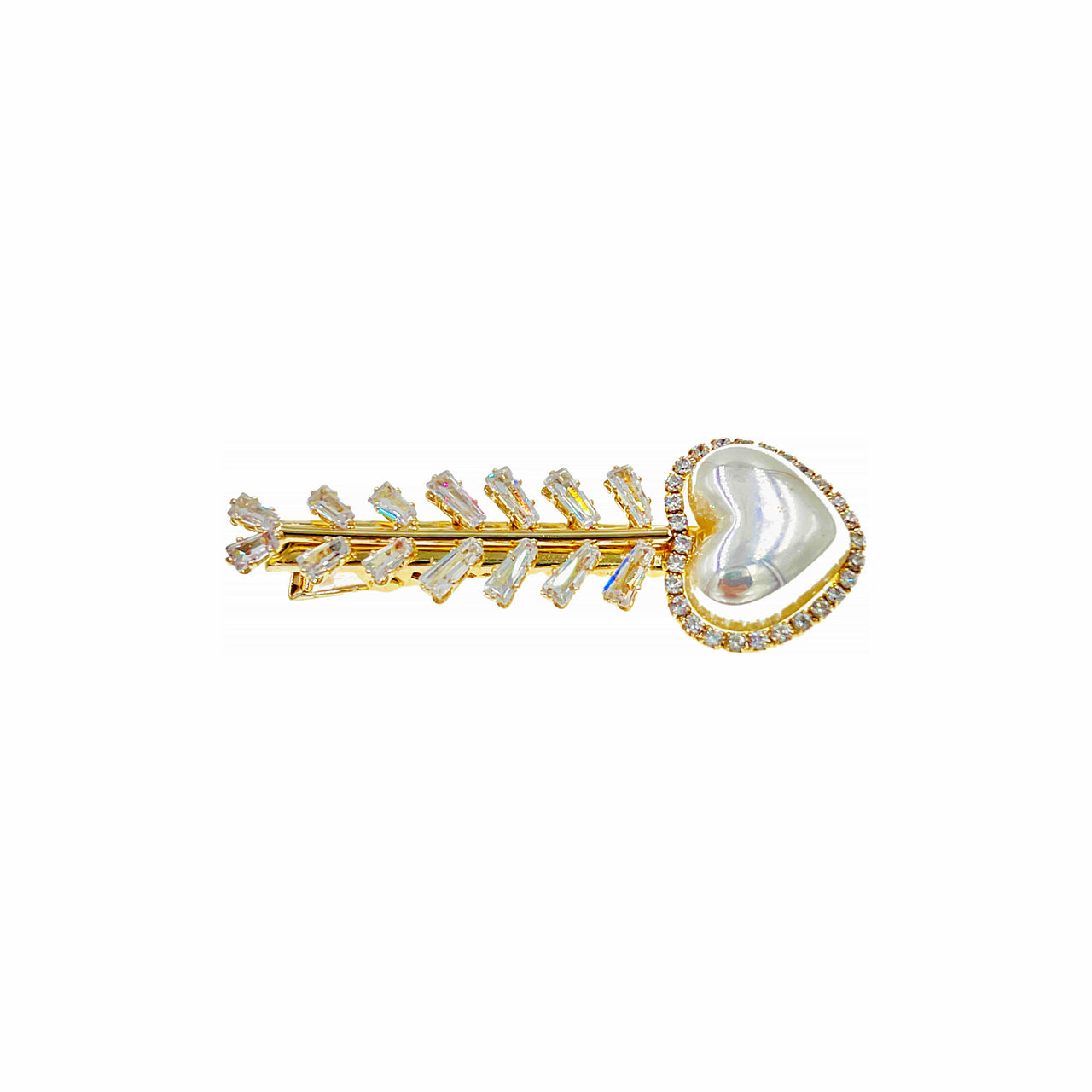 Honey Butler Gold Fish Bone Hair Clip Cubic Zirconia Crystals Clamp Alligator Pelican Beak Hairpin C5