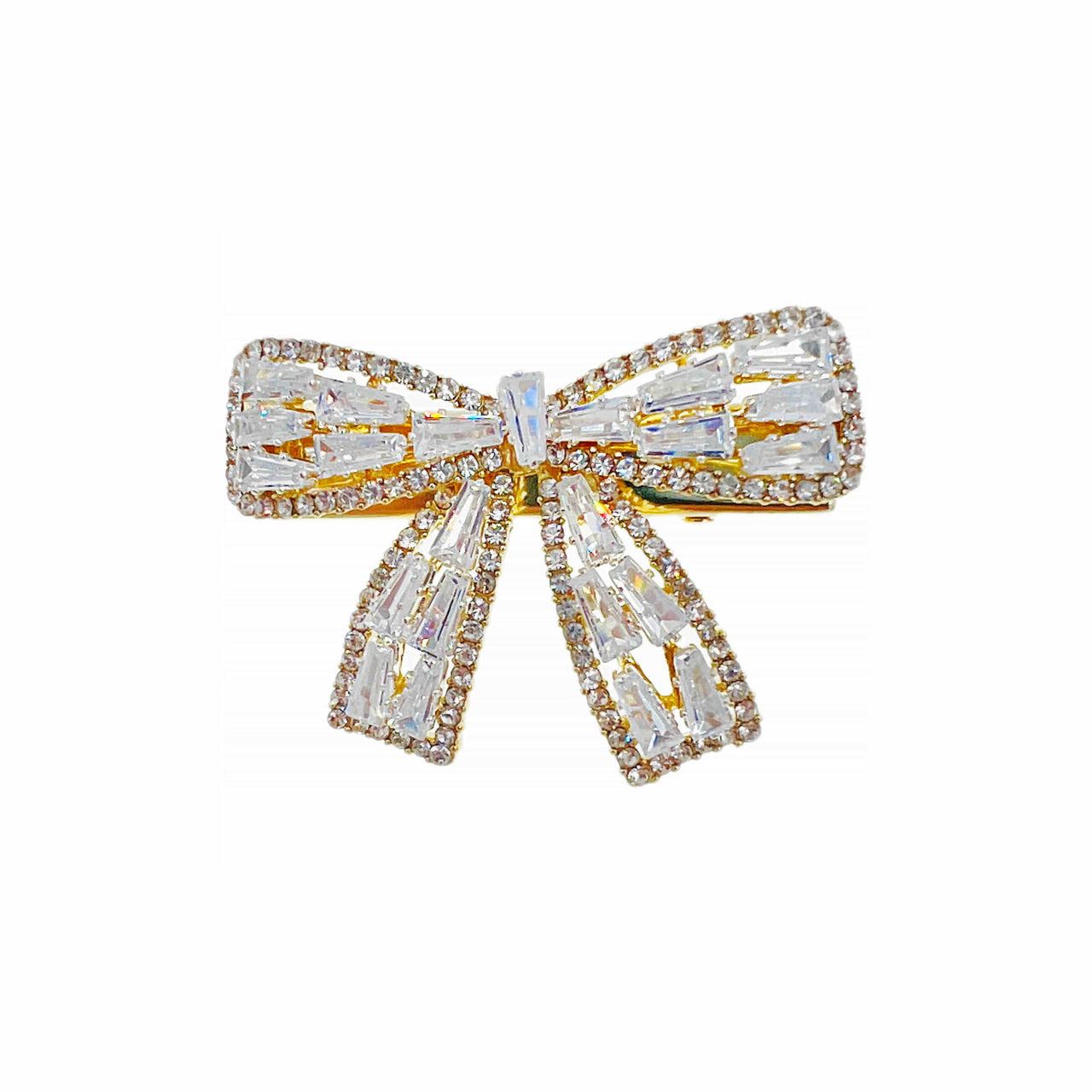 Honey Butler Gold BOW Hair Clip Cubic Zirconia Crystals Clamp Alligator Pelican Beak Hairpin C8