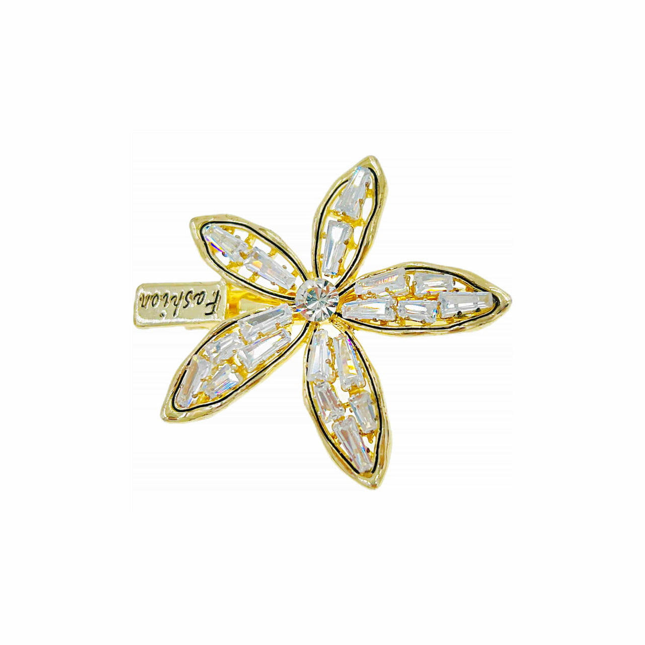 Honey Butler Gold Flower Hair Clip Cubic Zirconia Crystals Clamp Alligator Pelican Beak Hairpin C6