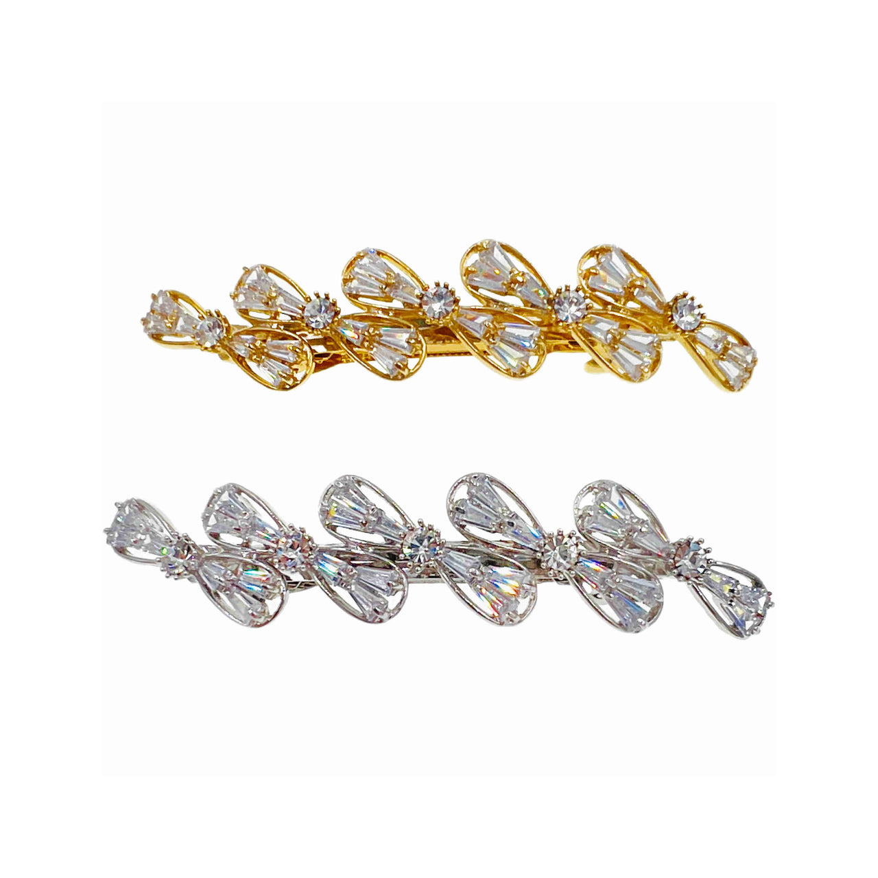 Lulu Rogers Bow Barrette Cubic Zirconia Crystal B1