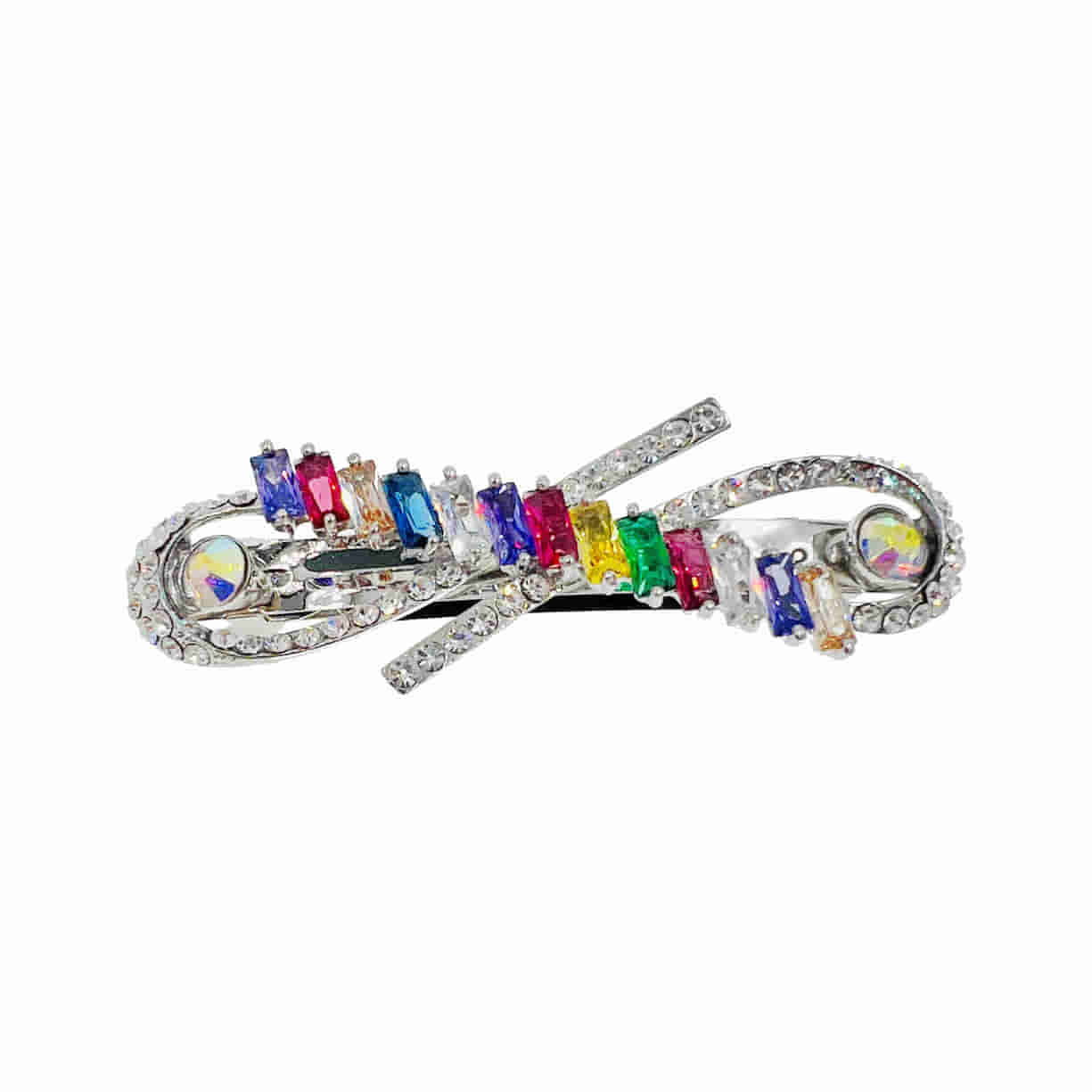 Belle Reed Bow Barrette Cubic Zirconia Crystal B9
