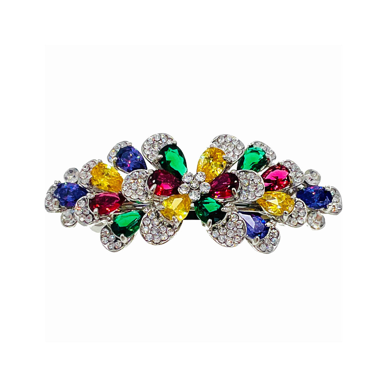 Belle Reed Flower Barrette Cubic Zirconia Crystal