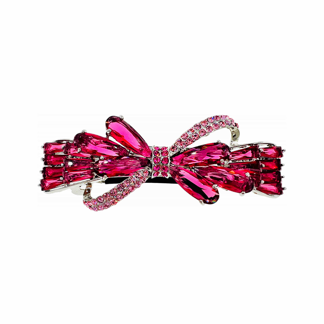 Belle Reed Red Ruby Bow Barrette Cubic Zirconia Crystal