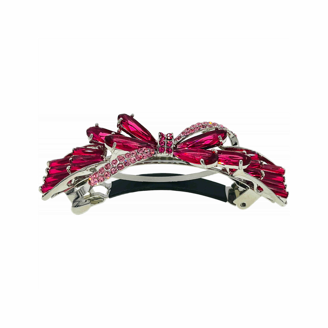 Belle Reed Red Ruby Bow Barrette Cubic Zirconia Crystal