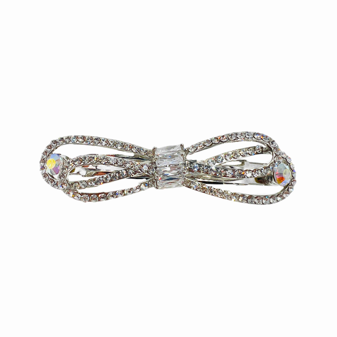 Belle Reed Bow Barrette Cubic Zirconia Crystal B8